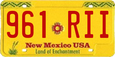 NM license plate 961RII