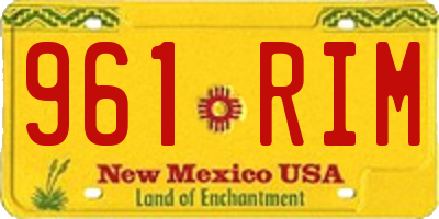 NM license plate 961RIM