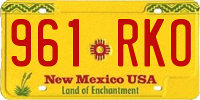 NM license plate 961RKO