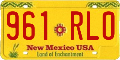 NM license plate 961RLO