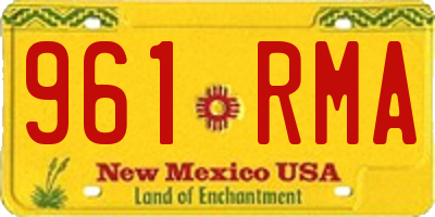 NM license plate 961RMA