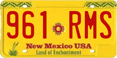 NM license plate 961RMS