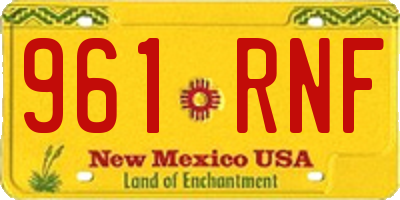 NM license plate 961RNF