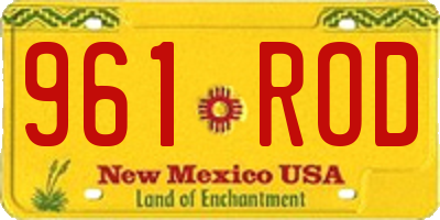 NM license plate 961ROD