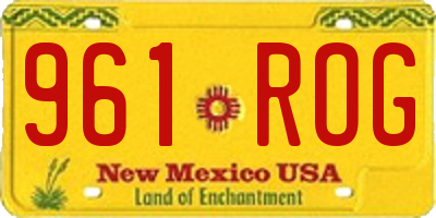 NM license plate 961ROG