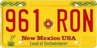NM license plate 961RON