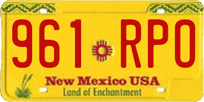 NM license plate 961RPO