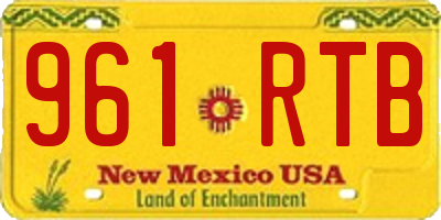 NM license plate 961RTB