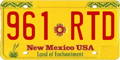 NM license plate 961RTD
