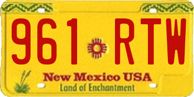 NM license plate 961RTW