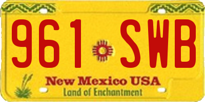 NM license plate 961SWB