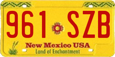 NM license plate 961SZB