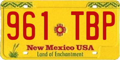 NM license plate 961TBP