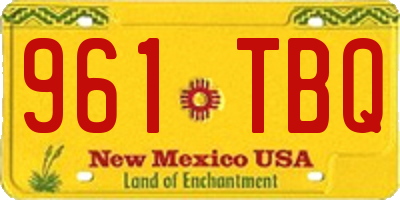 NM license plate 961TBQ