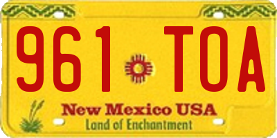 NM license plate 961TOA