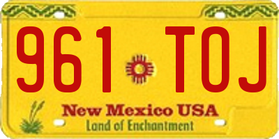 NM license plate 961TOJ