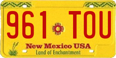 NM license plate 961TOU