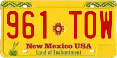 NM license plate 961TOW