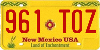 NM license plate 961TOZ