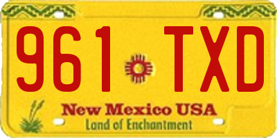 NM license plate 961TXD