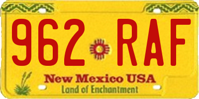 NM license plate 962RAF