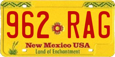 NM license plate 962RAG