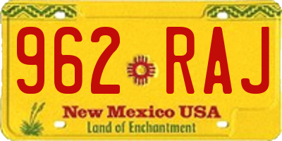 NM license plate 962RAJ