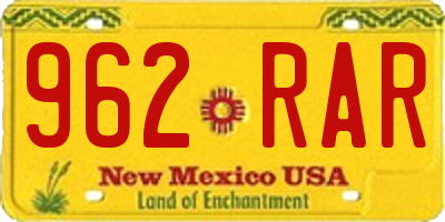 NM license plate 962RAR