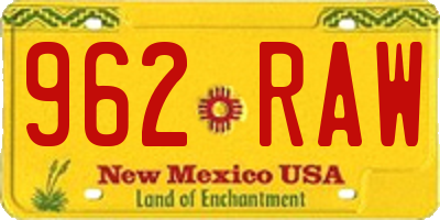 NM license plate 962RAW