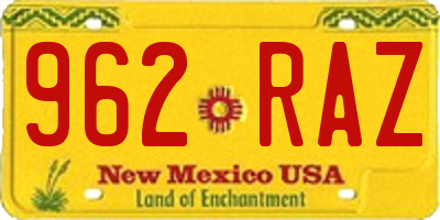 NM license plate 962RAZ