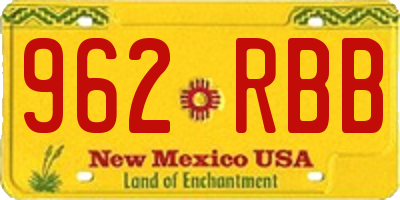 NM license plate 962RBB