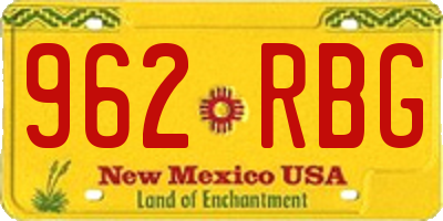 NM license plate 962RBG