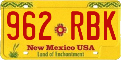 NM license plate 962RBK