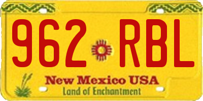 NM license plate 962RBL