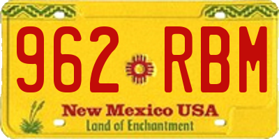 NM license plate 962RBM