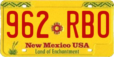 NM license plate 962RBO