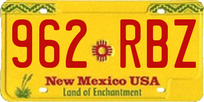 NM license plate 962RBZ