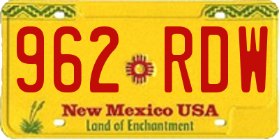 NM license plate 962RDW