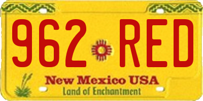 NM license plate 962RED