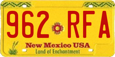 NM license plate 962RFA