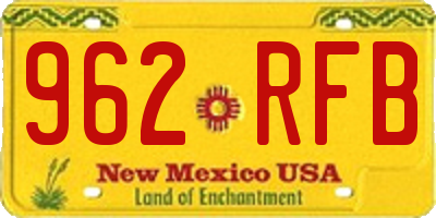 NM license plate 962RFB