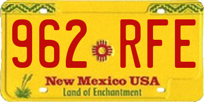 NM license plate 962RFE