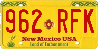 NM license plate 962RFK