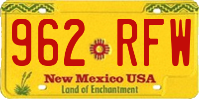 NM license plate 962RFW
