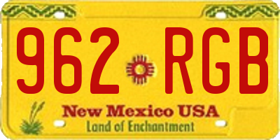 NM license plate 962RGB