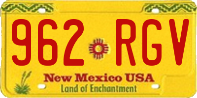 NM license plate 962RGV