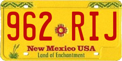 NM license plate 962RIJ