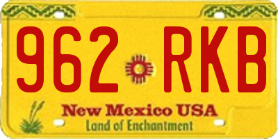 NM license plate 962RKB
