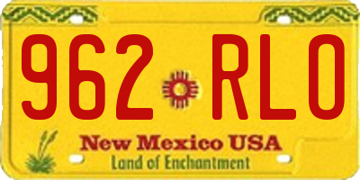NM license plate 962RLO
