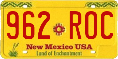 NM license plate 962ROC
